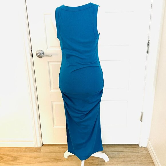 MICHEAL STARS BLUE RUCHED DRESS MEDIUM - Picture 3 of 4
